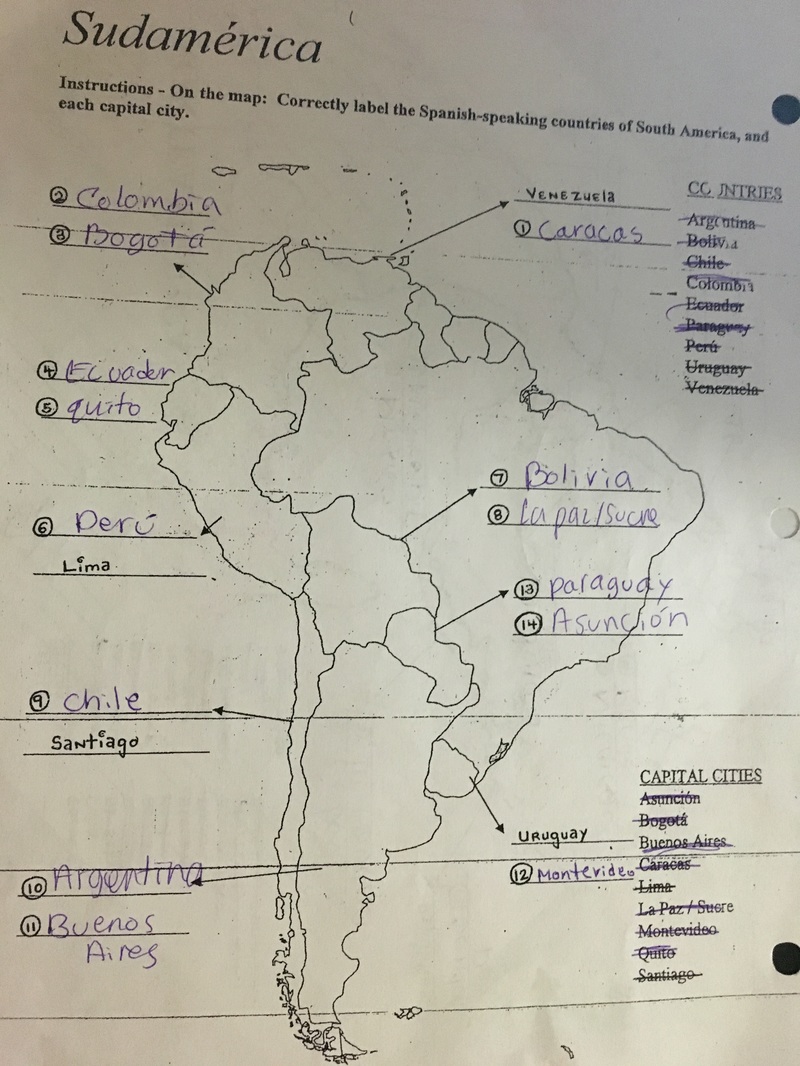 Spanish Speaking Countries And Their Capitals Map - bmp-u For Spanish Speaking Countries Map Worksheet